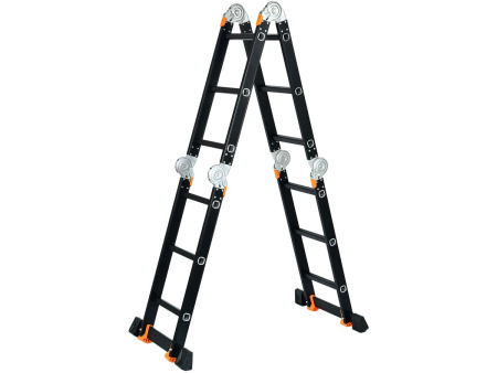 Лестница алюм. 4х3  STARTUL BLACK LINE (стрем.-175см, лестн.-355см) 12,3 кг