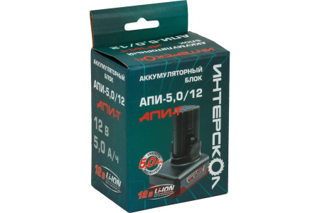 Аккумулятор БА-5.0/12 АПИ-Т (Li-ion, 12В, 5Ач, 0.395кг)Интерскол