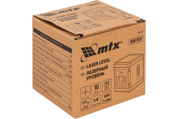Уровень лазерный XQB RED Basic SET, 10 м, красный луч, батарейки, резьба 1/4"// MTX